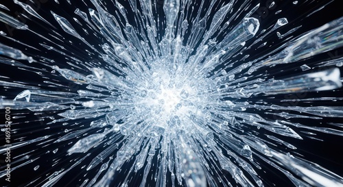 Abstract Explosion of Crystalline Structures Radiating From a Bright Center