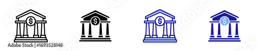 Bank  Icon Set Multiple Style Collection