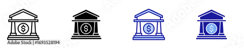 Bank  Icon Set Multiple Style Collection