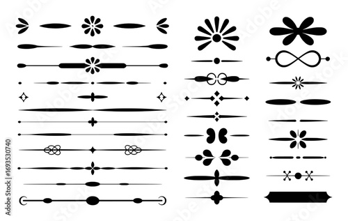 Collection of Decorative Black Ornate Dividers and Ornaments