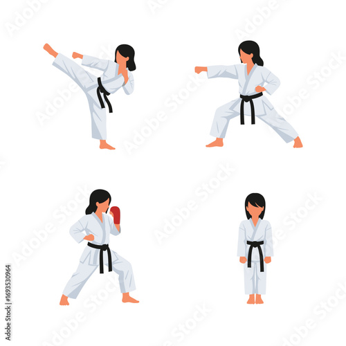 Empowering Woman Practicing Karate Moves in Dynamic Action