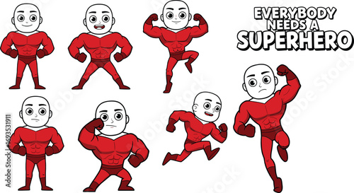 Superhero template clipart, customizable superhero character SVG, blank face superhero PNG, comic hero clipart, Cricut cut file, kids crafts