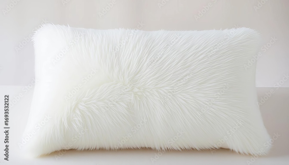 Obraz premium Soft, fluffy white pillow on a neutral background, background, cushion