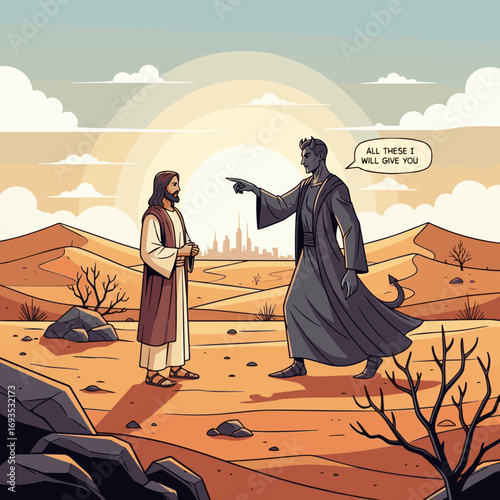 Devil temptation of Jesus Christ, bible story