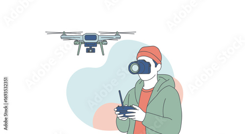 Drone Operator Immersed in Flight with VR Goggles A Modern Technological Lifestyle