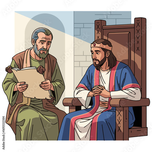 Shaphan before Josiah, bible story