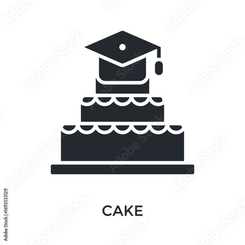 Cake Icon Glyph Style. Vector Illustration For Graphic Design