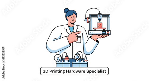 3D Printing Hardware Specialist  Vector Illustration