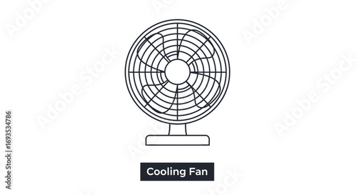 Vector illustration of a simple, modern cooling fan with a clean design on a white background