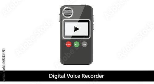 Modern Digital Voice Recorder with Play Button on Screen