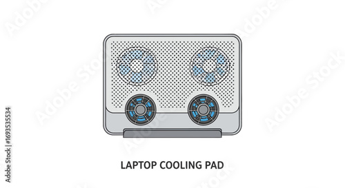 Vector Illustration of a Laptop Cooling Pad Enhance Performance and Prevent Overheating