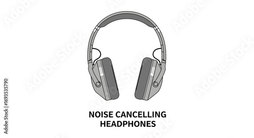 Sleek Noise Cancelling Headphones Vector Illustration with Clean Lines for Tech and Design