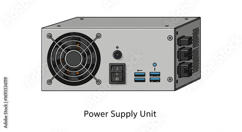 Vector Illustration of a Computer Power Supply Unit
