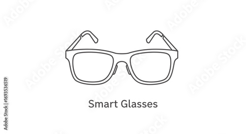 Simple line icon of smart glasses in a minimalist style. Vector illustration of a futuristic wearable electronic device or gadget