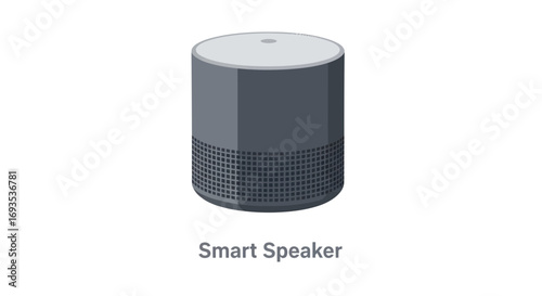 Vector illustration of a modern smart speaker. Simple flat design home assistant technology concept with clean lines, isolated on a white background