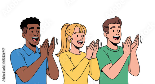 Diverse Group Applauding Celebrating Success with Enthusiasm and Positive Energy
