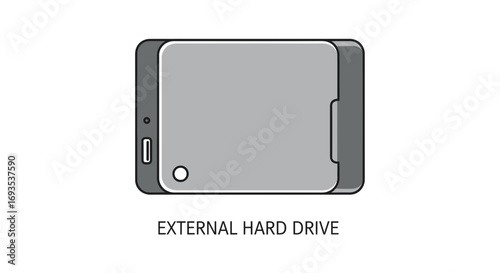 Portable External Hard Drive Vector Illustration
