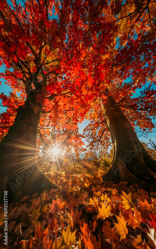 Autumn leaves in the water
