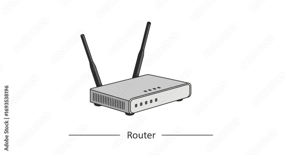 Fototapeta premium Sleek Vector Illustration of a Modern Wireless Router for Network Connectivity