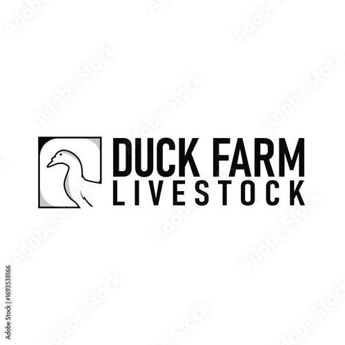 Duck logo black silhouette design livestock concept farm animal duck silhouette design for product brand, poster, symbol, icon templet illustration