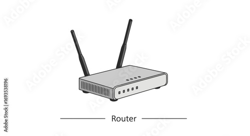 Sleek Vector Illustration of a Modern Wireless Router for Network Connectivity