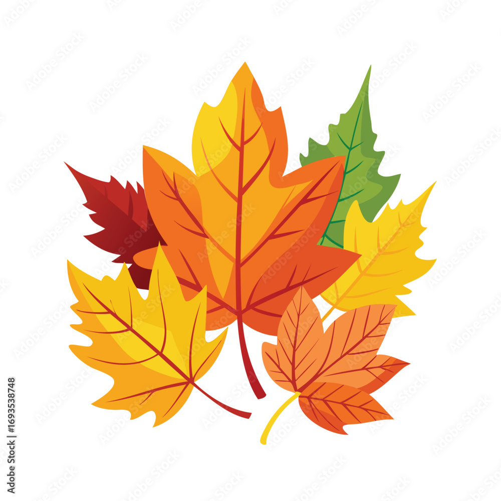 Vibrant autumn maple leaves in a colorful pile Vibrant autumn maple leaves in a colorful pile