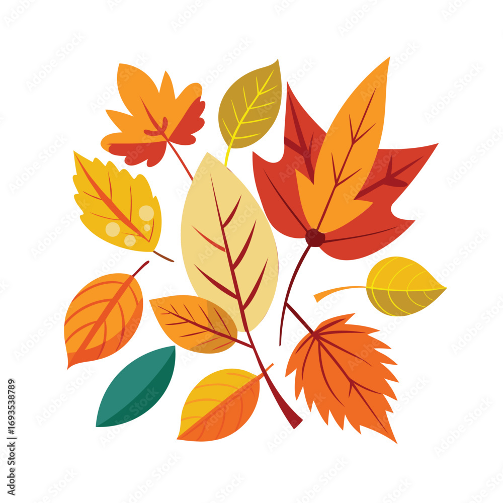 Obraz premium Vibrant autumn leaves collection in warm colors