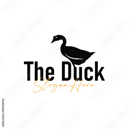 Duck logo black silhouette design livestock concept farm animal duck silhouette design for product brand, poster, symbol, icon templet illustration