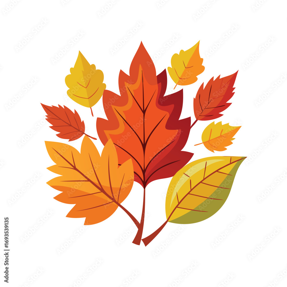 Vibrant autumn leaves in a colorful fall arrangement Vibrant autumn leaves in a colorful fall arrangement