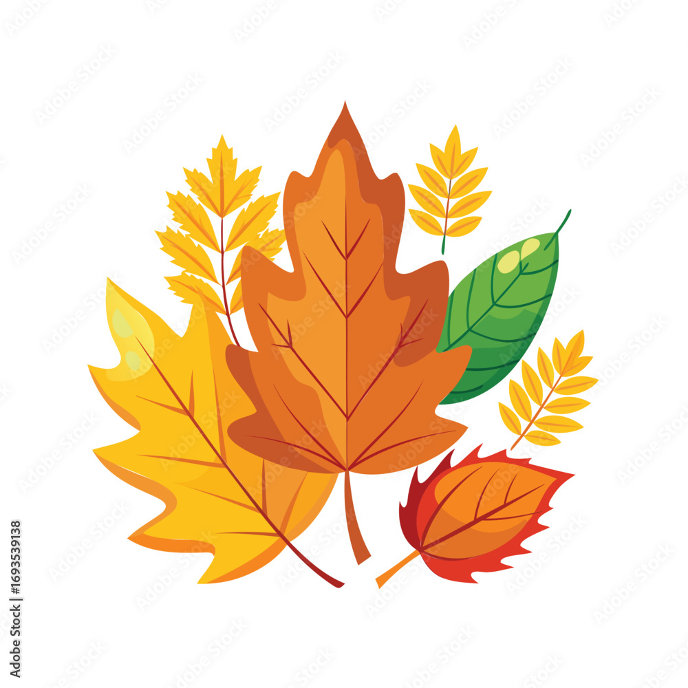 Vibrant autumn leaves in a colorful seasonal display