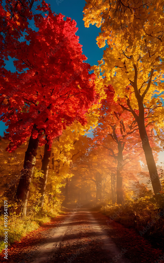 Fototapeta premium Autumn forest in the morning