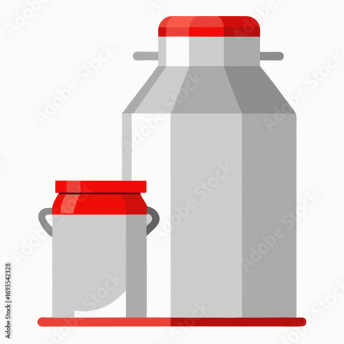 Metal milk can with red cap vector on white background.