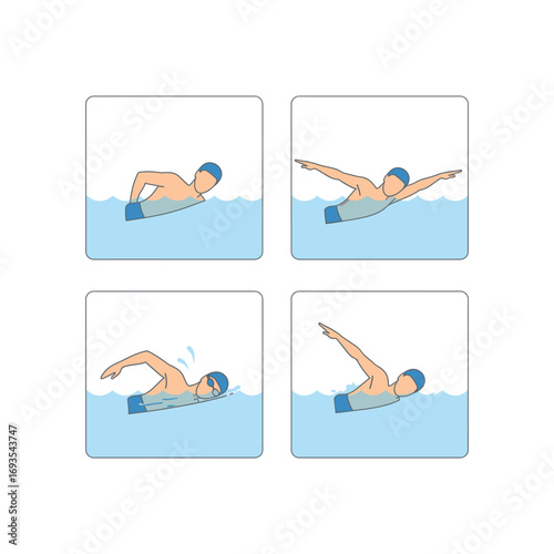 Swimmer Performing Dynamic Stroke in a Pool