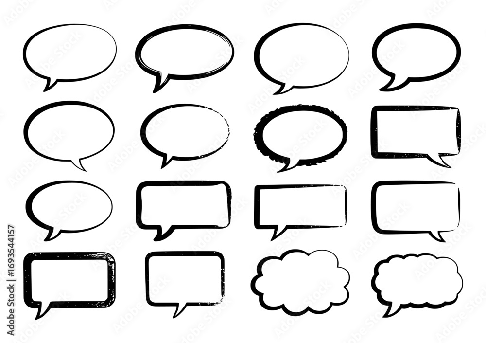Obraz premium Collection of Hand-Drawn Speech Bubbles and Thought Bubbles