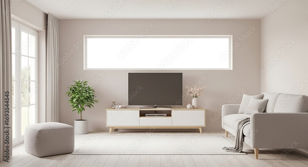 Fototapeta premium Modern Minimalist Living Room Interior Design.