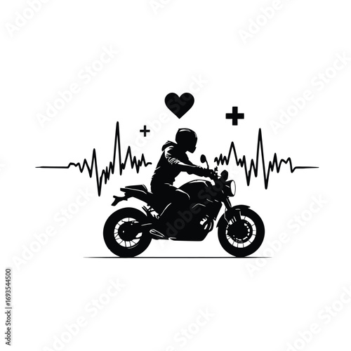 stunning rider minimal icon cruiser motorcycle rider logo design illustration
