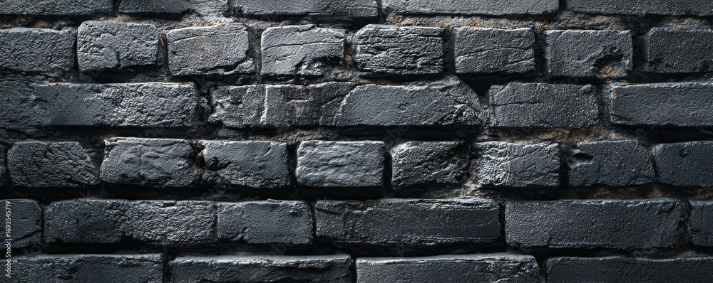 Naklejka premium Dark brick wall texture rough old grunge background pattern masonry