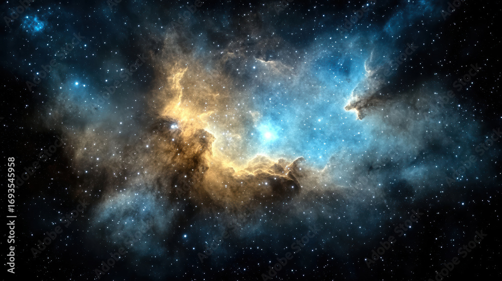 Fototapeta premium Glowing nebula cloud with vibrant colors and starry background creates mesmerizing cosmic scene