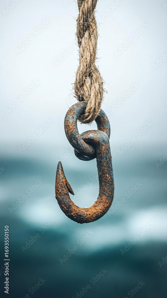 Obraz premium Rusty hook on a rope