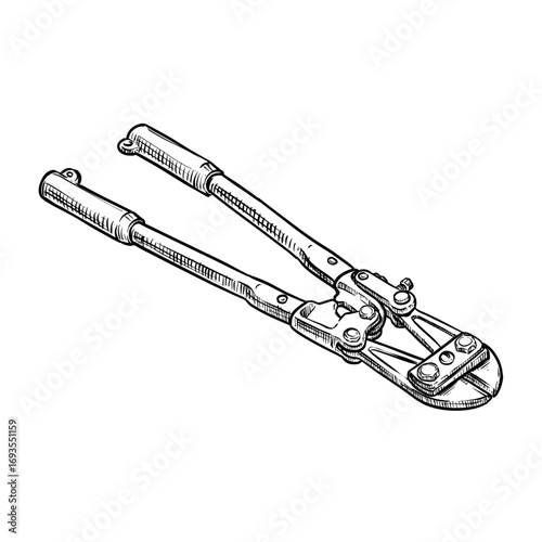 bolt cutter vector line art hand drawn illustration