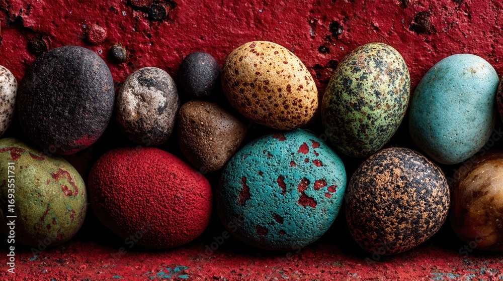 Obraz premium colorful pebbles on plain background