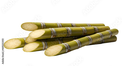 Freshly Cut Sugarcane Stalks Revealing Their Sweet, Fibrous Interior
