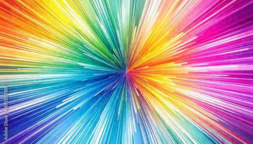 Colorful radial explosion of light and color.