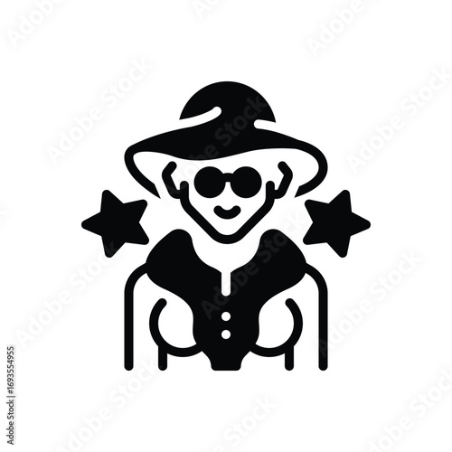 Black solid icon for celebrity