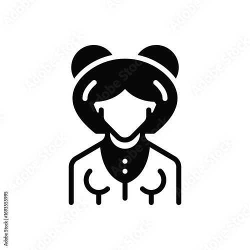Black solid icon for girl