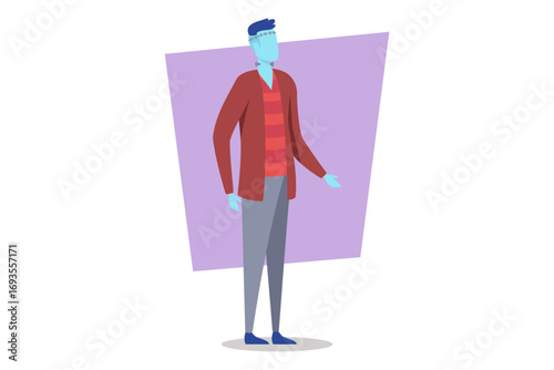 Colorful character standing with friendly pose, celebrating Halloween. Fun activities at party concept