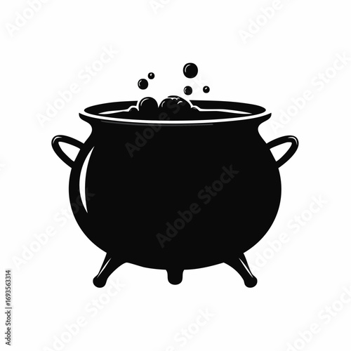 A silhouette of a bubbling cauldron, evoking mystery and magic