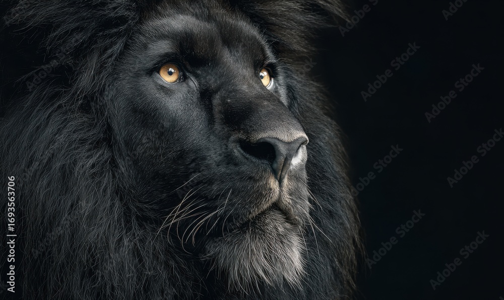 Naklejka premium Black lion's head profile