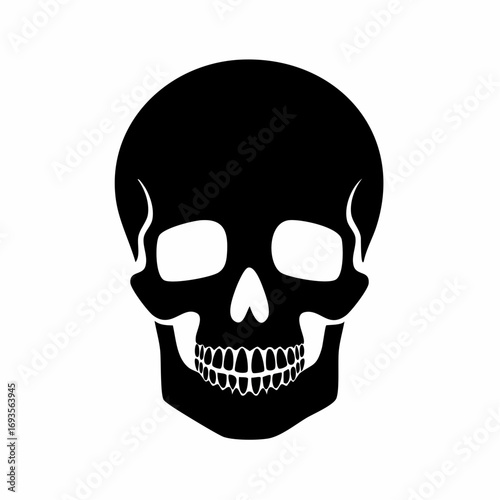 A stark black skull silhouette, a potent symbol of mortality