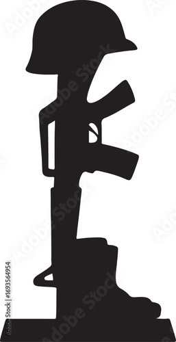 American soldiers memorial silhouette vector design honoring military, veterans, and patriotic remembrance.